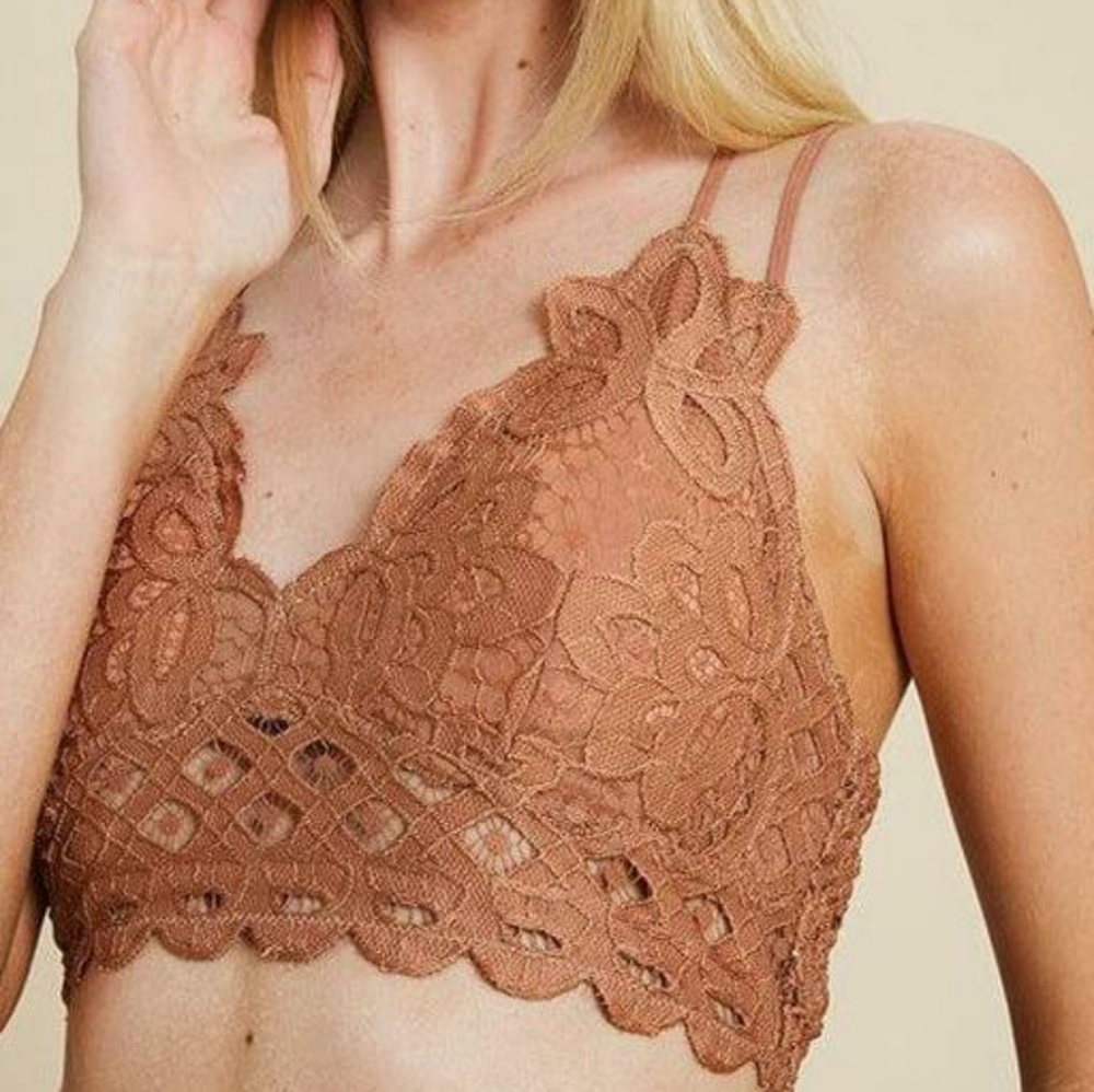 Wishlist Double Strap Lace Bralette in Ginger
